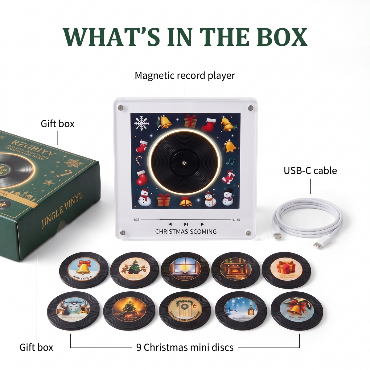 Jingle Vinyl Christmas Fridge Record Player